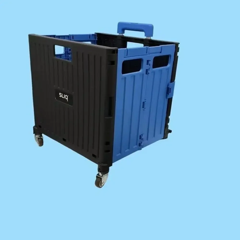 NEW Sliq Collapsible Shopping Utility Cart 20 Gal & Up To 100lbs Capacity BLUE